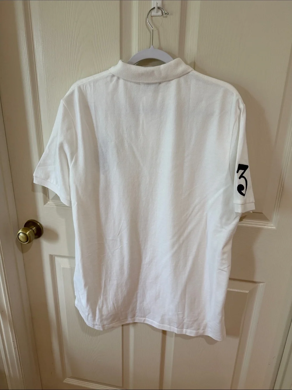 Ralph Lauren Men’s White Polo with Large Navy Logo Sz L.  New. Box23